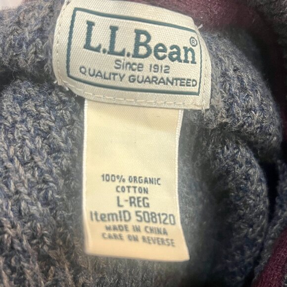 LLBean Men's Organic Cotton Waffle Sweater, Quarter Zip GRAY - Picture 4 of 4